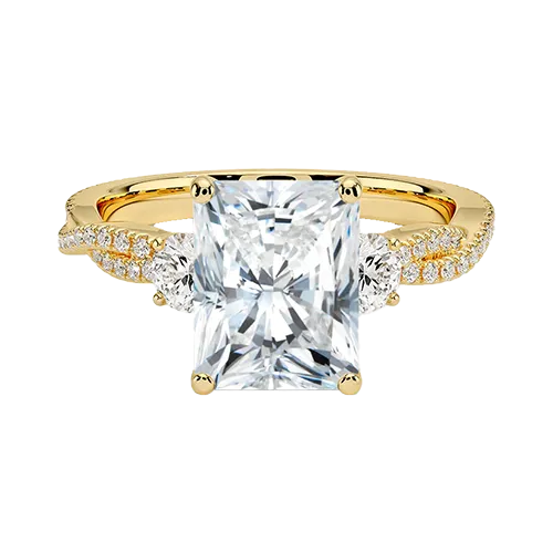 Luxe Three Stone Petite Twisted Vine Diamond Engagement Ring